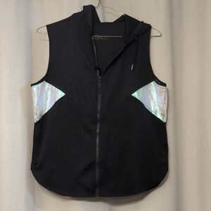 Jessica Simpson Black Hoodie Vest with Gold Logo